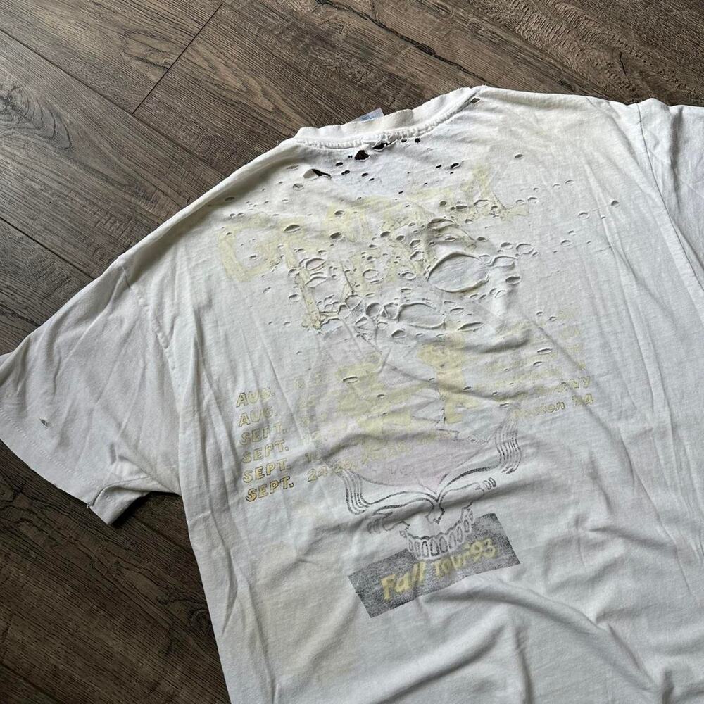 Vintage 90s 1993 Fall Tour Grateful Dead Thrashed White Band Tee - Picture 8 of 8